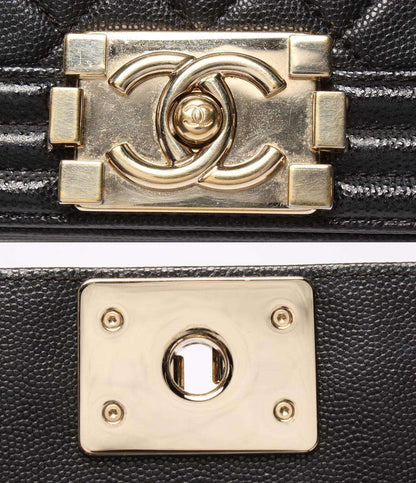 CHANEL チェーンショルダーバッグ ボーイシャネル 25 ゴールド金具 キャビアスキン マトラッセ レディース シャネル