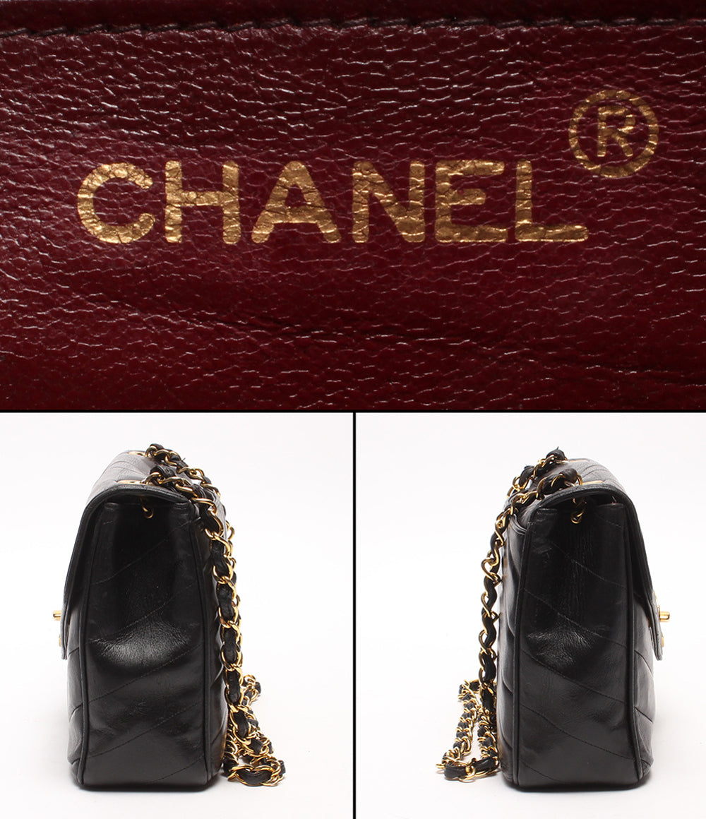 CHANEL チェーンショルダーバッグ 斜め掛け ゴールド金具 Vステッチ シェブロン シングルチェーン シングルフラップ ３番台 レディース シャネル