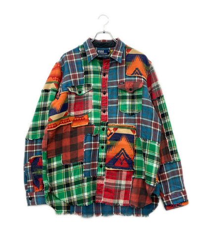 POLO RALPH LAUREN 長袖 パッチワーク チェックシャツ メンズ SIZE L ポロ・ラルフローレン