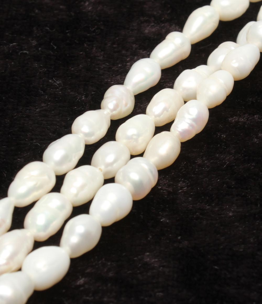 美品 3連ネックレス K14 淡水パール レディース