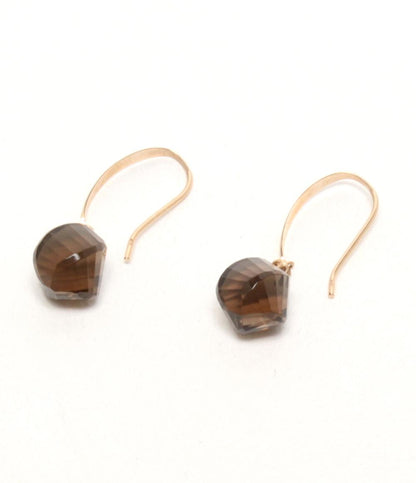 美品 ピアス K10 スモーキークォーツ レディース