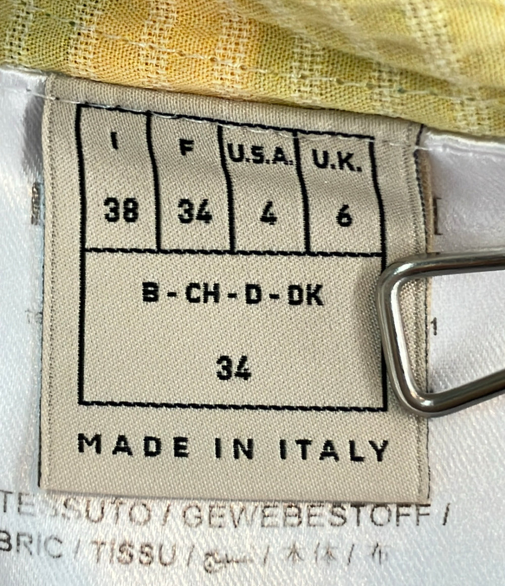Emilio Pucci ノースリーブワンピース 幾何学模様  イエロー ブルー 9HWG15 レディース SIZE 38 (S) エミリオ・プッチ