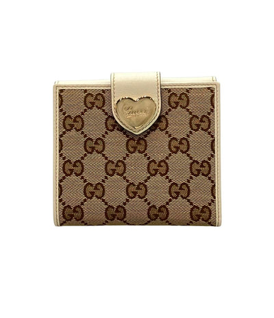 美品 GUCCI Wホック二つ折り財布 GGキャンバス 203549 4276 レディース グッチ