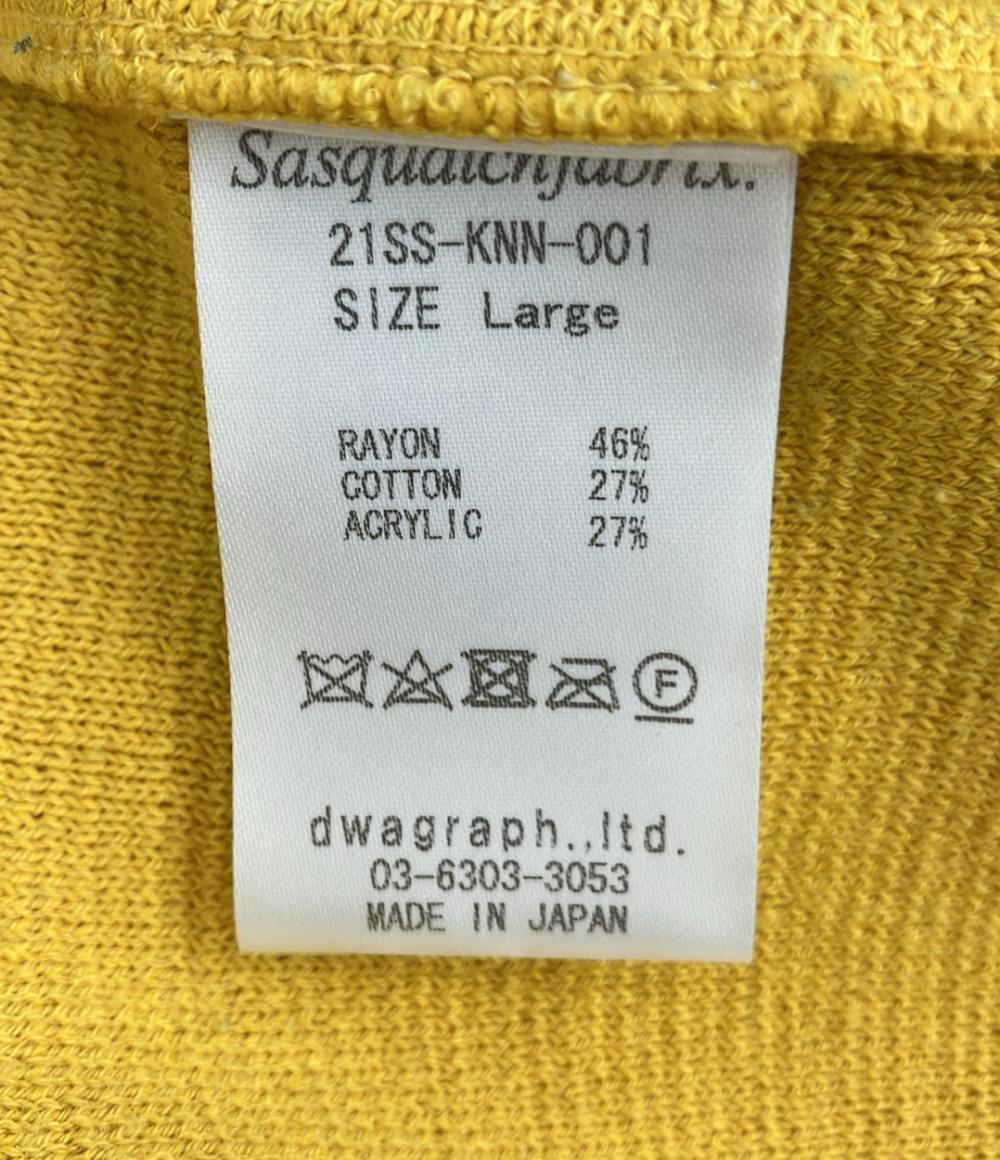 SASQUATCHfabrix. 長袖カーディガン イエロー レッド ストリート 21SS-knn-001 メンズ SIZE Large (L) サスクワァッチファブリックス
