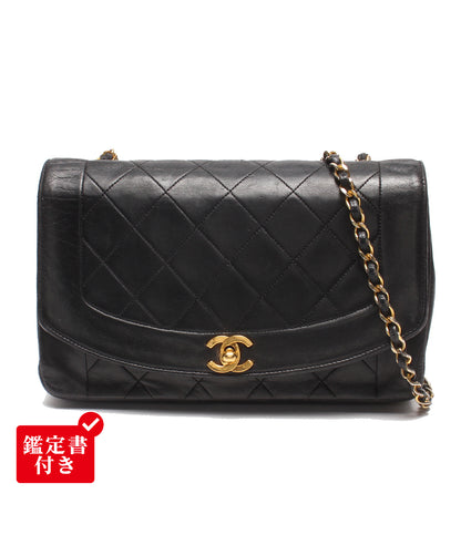 CHANEL チェーンショルダーバッグ 肩掛け ゴールド金具 シングルチェーン シングルフラップ ダイアナ25 マトラッセ ラムスキン レディース シャネル