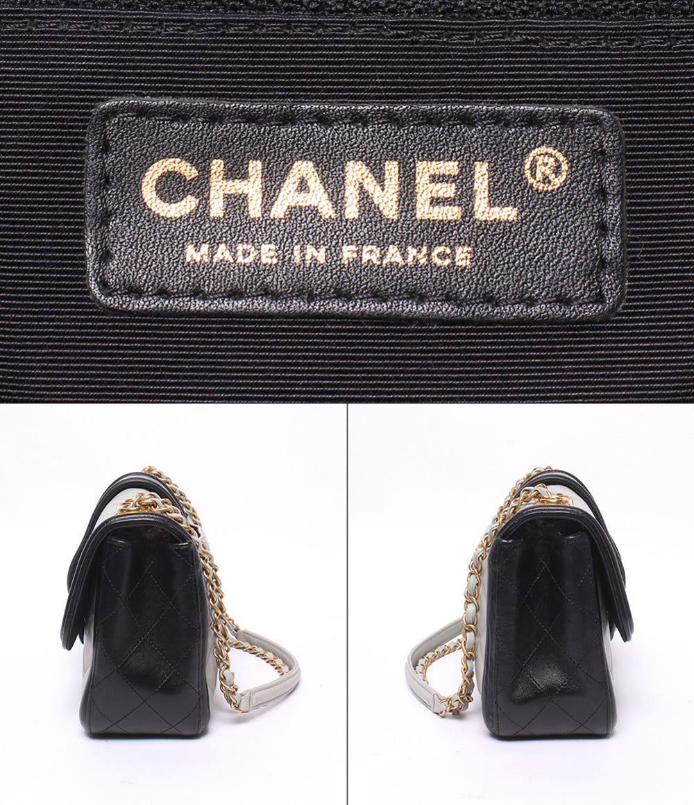 CHANEL チェーンショルダーバッグ 肩掛け 斜め掛け ゴールド金具 20番台 デカマトラッセ ダブルチェーン シングルフラップ レディース シャネル