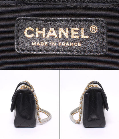 CHANEL チェーンショルダーバッグ 肩掛け 斜め掛け ゴールド金具 20番台 デカマトラッセ ダブルチェーン シングルフラップ レディース シャネル