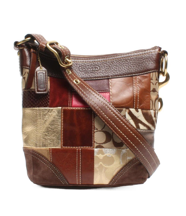 COACH ショルダーバッグ 斜め掛け パッチワーク ハラコ シグネチャー 