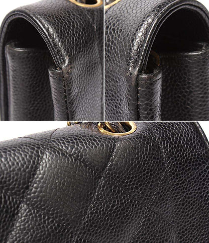 CHANEL チェーンショルダーバッグ シングルフラップ シングルチェーン ゴールド金具 ダイアナ キャビアスキン 2番台 レディース シャネル マトラッセ