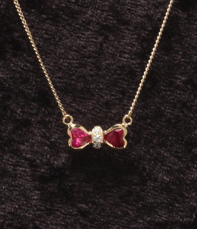 美品 ピエールカルダン ネックレス K18 ルビー リボンモチーフ レディース Pierre Cardin
