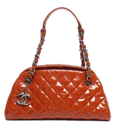 シャネル ショルダーバッグ ボーリングバッグ ココチャーム エナメル シルバー金具 オレンジ系 マドモアゼル レディース CHANEL