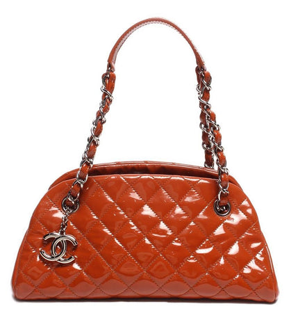 シャネル ショルダーバッグ ボーリングバッグ ココチャーム エナメル シルバー金具 オレンジ系 マドモアゼル レディース CHANEL