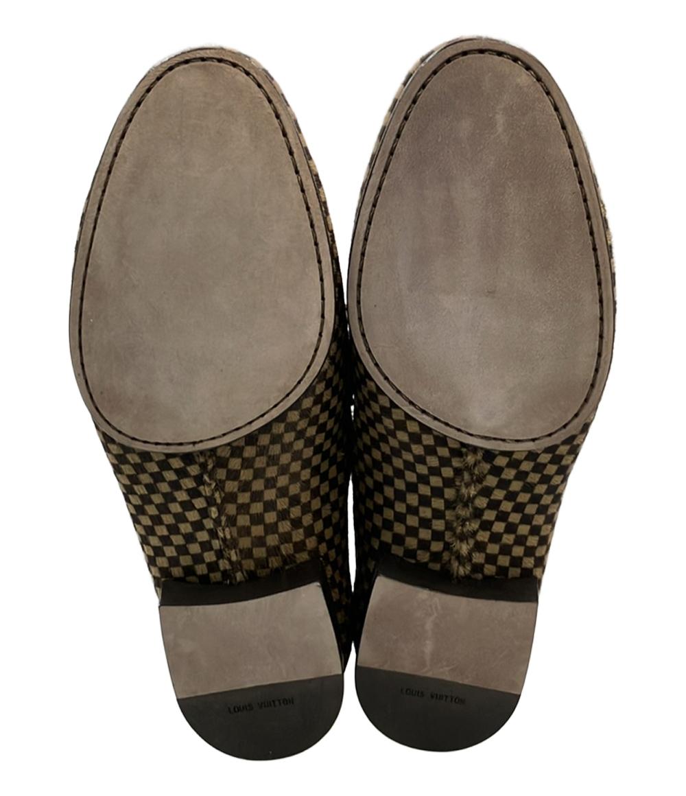 ルイ・ヴィトン ハラコ ローファー ダミエ柄 メンズ SIZE 6 1/2 (S) LOUIS VUITTON