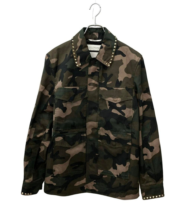 VALENTINO ミリタリージャケット 迷彩柄 M-65 スナップボタン ダブルジップ Rockstud Untitled Jacket RV3CID46PL メンズ SIZE 44 (S) ヴァレンティノ