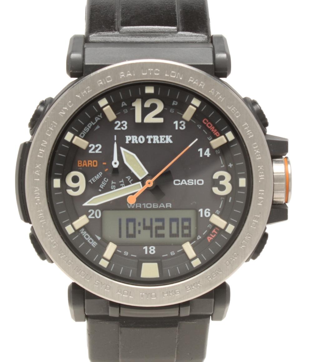 美品 CASIO 腕時計 プロトレック PRO TREK ソーラー ブラック PRG-600 メンズ カシオ