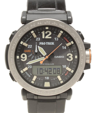 美品 CASIO 腕時計 プロトレック PRO TREK ソーラー ブラック PRG-600 メンズ カシオ