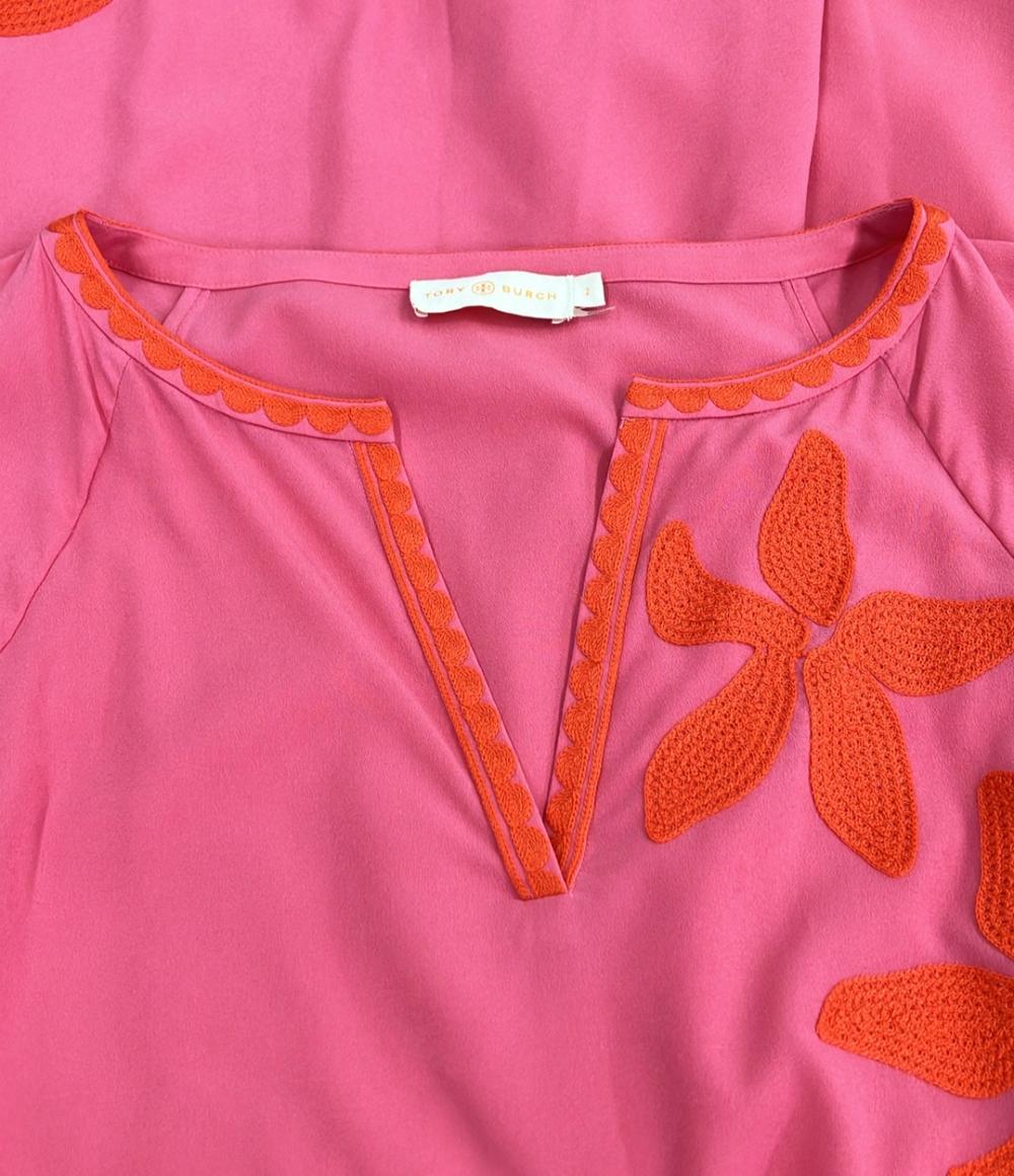 トリーバーチ 長袖 刺繍入りワンピース レディース SIZE 2 Tory Burch