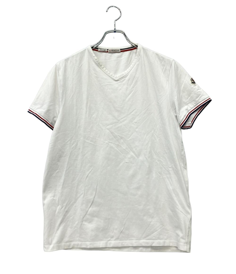 MONCLER 半袖Tシャツ Vネック トリコロールリブ ブランドワッペン C10918100800 メンズ SIZE L モンクレール