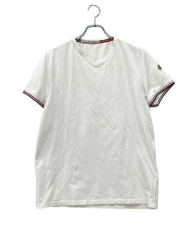 MONCLER 半袖Tシャツ Vネック トリコロールリブ ブランドワッペン C10918100800 メンズ SIZE L モンクレール
