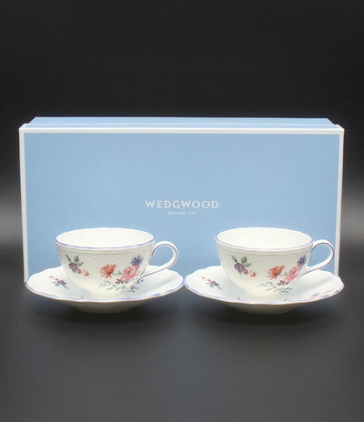 美品 ウェッジウッド カップ＆ソーサー 2客セット ペア タフェッタ フラワー WEDGWOOD