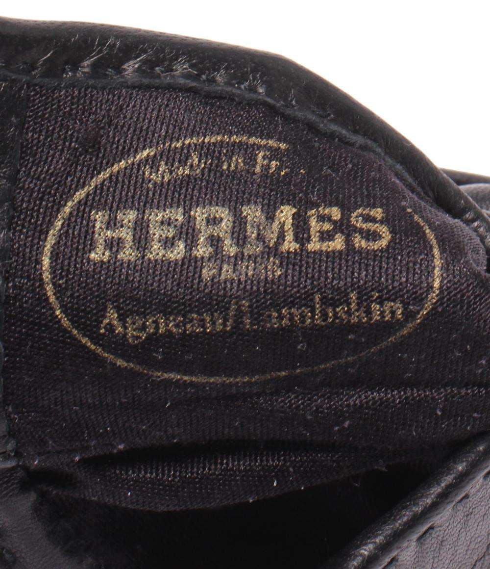 HERMES 手袋 レザーグローブ ラムスキン シルバー金具 コリエドシアン レディース エルメス