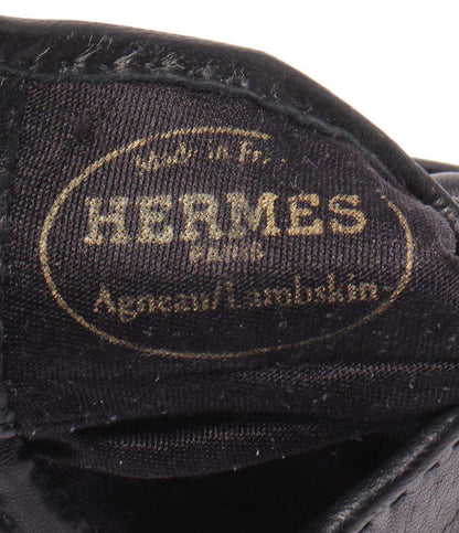 HERMES 手袋 レザーグローブ ラムスキン シルバー金具 コリエドシアン レディース エルメス