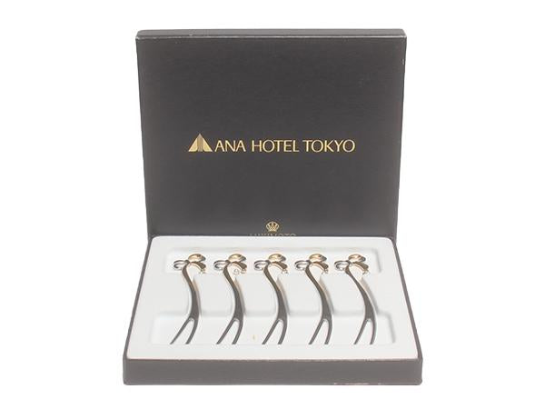 美品 ミキモトインターナショナル フォーク 5点セット パール付 リボン MIKIMOTO InternationalｘANA HOTEL TOKYO