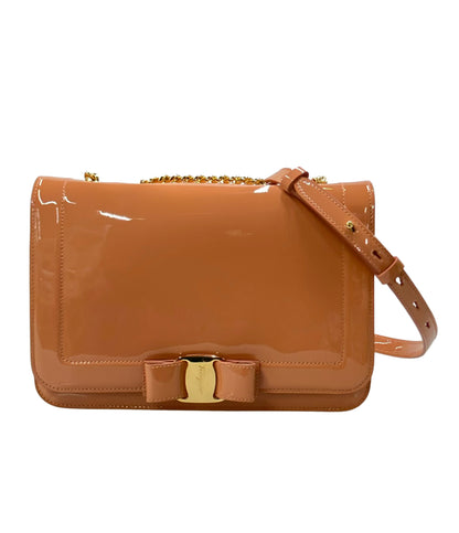美品 Salvatore Ferragamo ショルダーバッグ 斜め掛け チェーン ヴァラ リボン AU21 G878 レディース サルヴァトーレフェラガモ