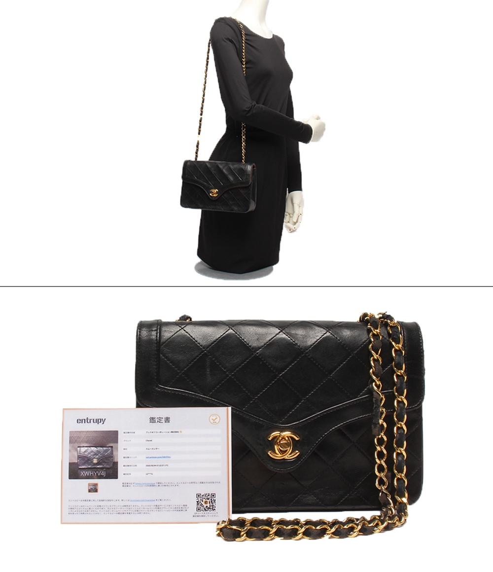CHANEL シャネル　台形　ターンロック　シングルフラップ　チェーンショルダー　ラムスキン　黒（ゴールド金具）  レディース　トートバック　ハイブランド【中古】【送料無料】 CHANEL（シャネル） ダイアナフラップ チェーンショルダーバッグ 4