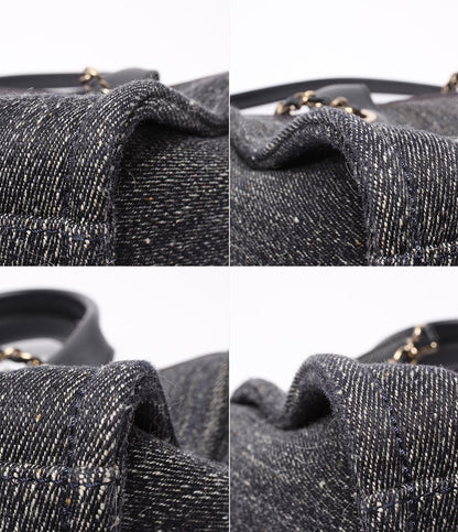美品 CHANEL チェーンショルダーバッグ ハンドバッグ デニム ゴールド金具 ドーヴィルMM レディース シャネル