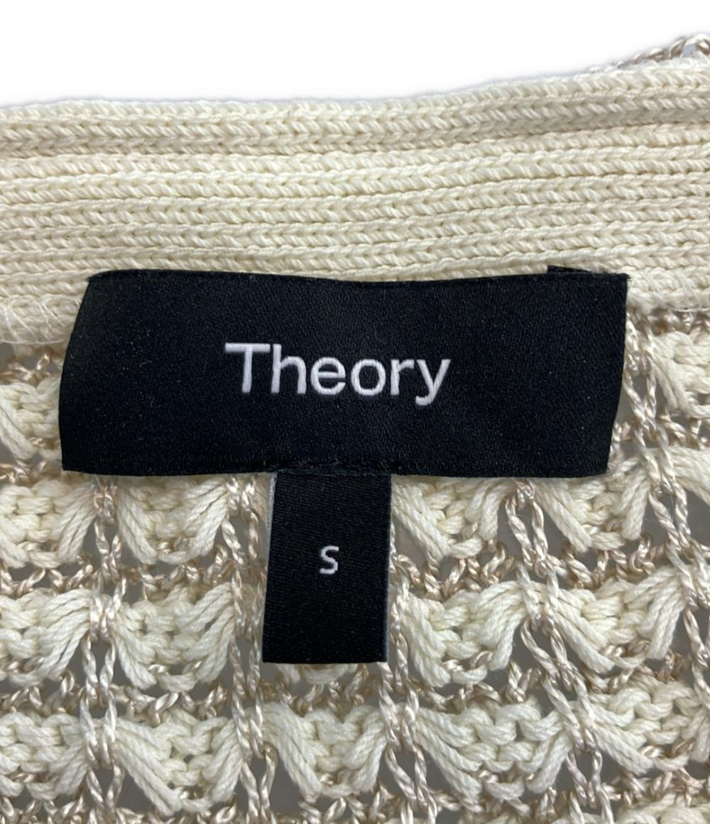 美品 セオリー 長袖カーディガン タックレース 01-2203702-157-902 レディース SIZE S theory