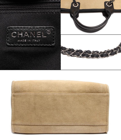 シャネル トートバッグ ショルダーバッグ シルバー金具 ドーヴィルトート キャンバス   レザー レディース CHANEL