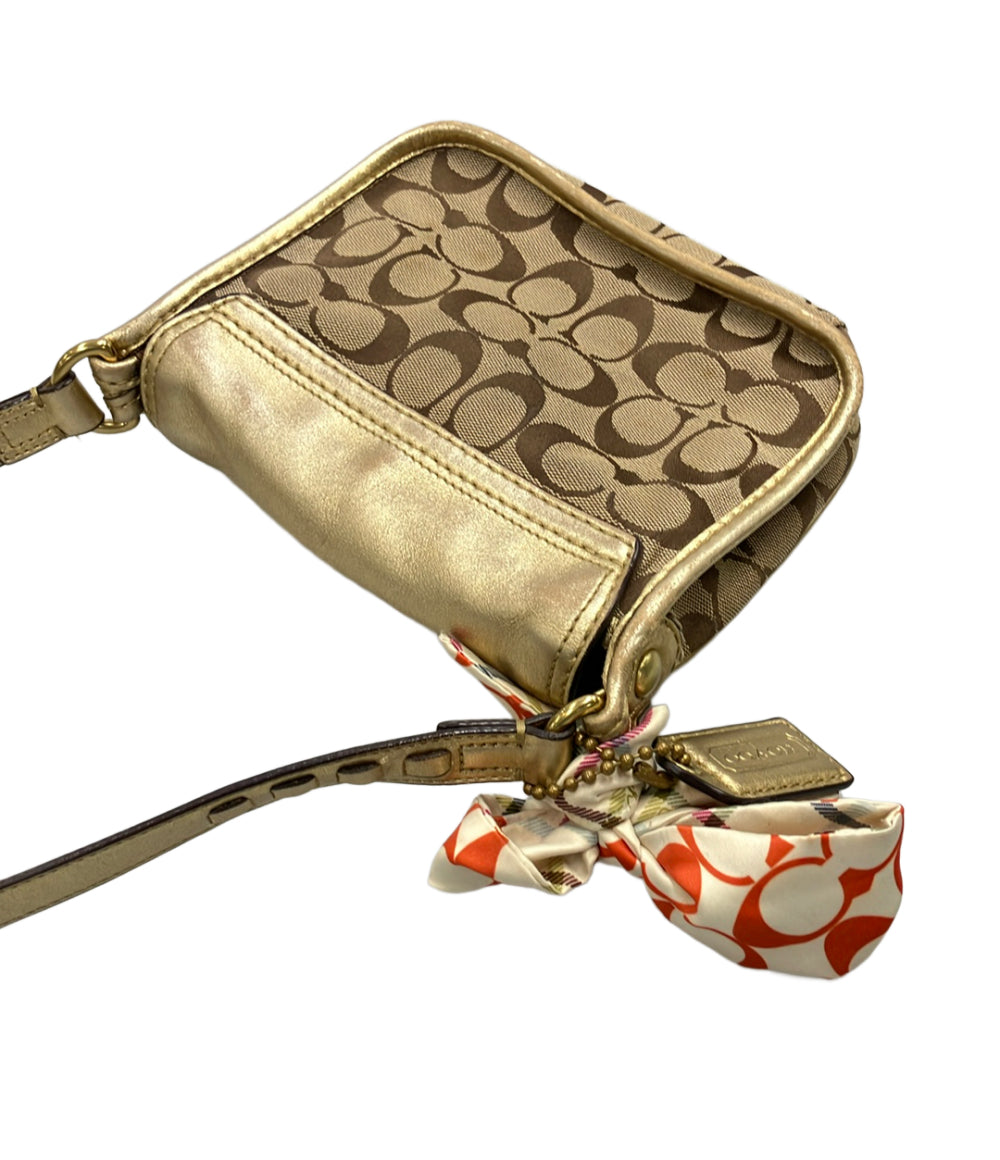 COACH(コーチ) ショルダーバッグ ブリーカーシグネチャージェニー 11593 カーキ×ゴールド レザー COACH - コーチ ショルダーバッグ 斜め掛け シグネチャー 11593