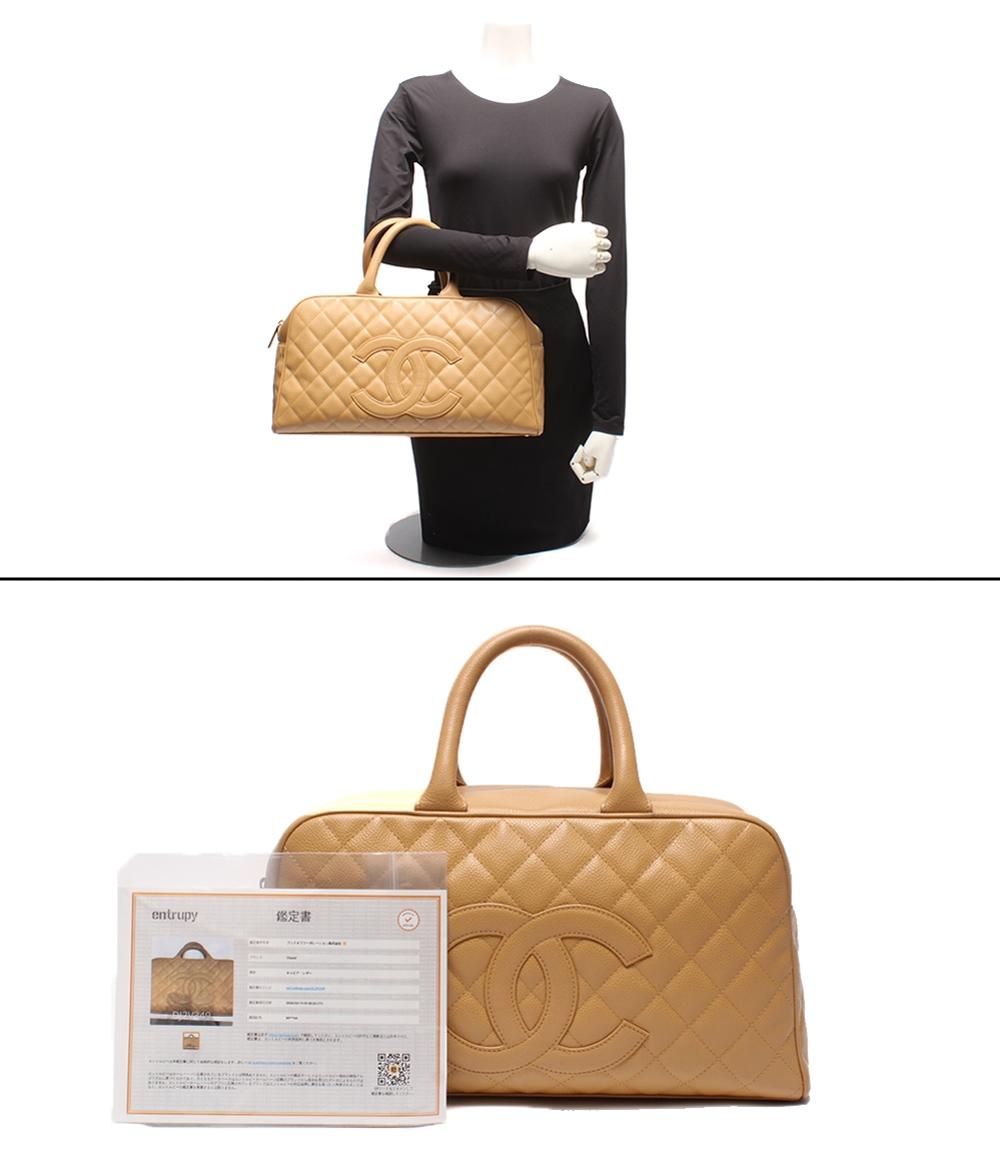 CHANEL ハンドバッグ ゴールド金具 マトラッセ ボーリングバッグ キャビアスキン ココマーク 8番台 レディース シャネル