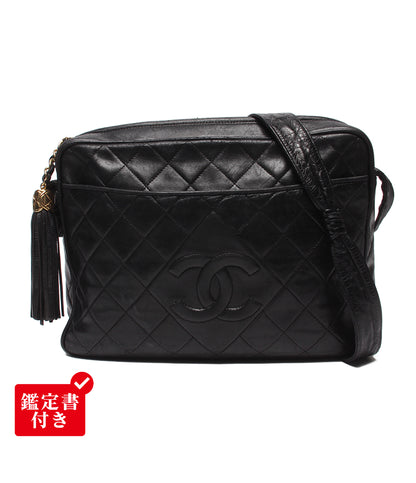 CHANEL ショルダーバッグ ラムスキン ゴールド金具 1番台 斜め掛け マトラッセ レディース シャネル