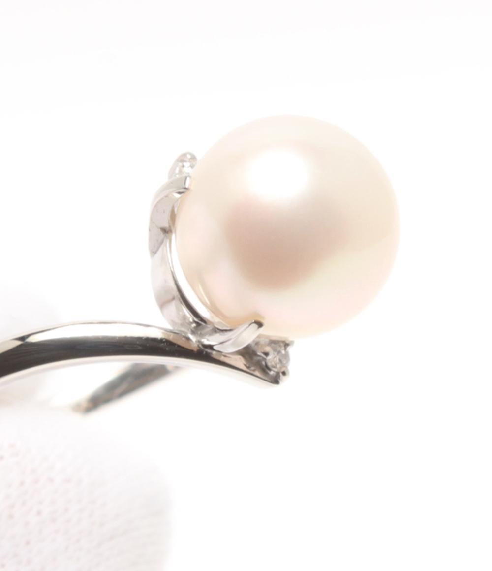 美品 リング 指輪 Pt900 パール 8.5mm ダイヤ 0.02ct レディース SIZE 19号