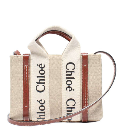 Chloe ミニトートバッグ ショルダーバッグ リネンキャンバス Woody ウッディ レディース クロエ
