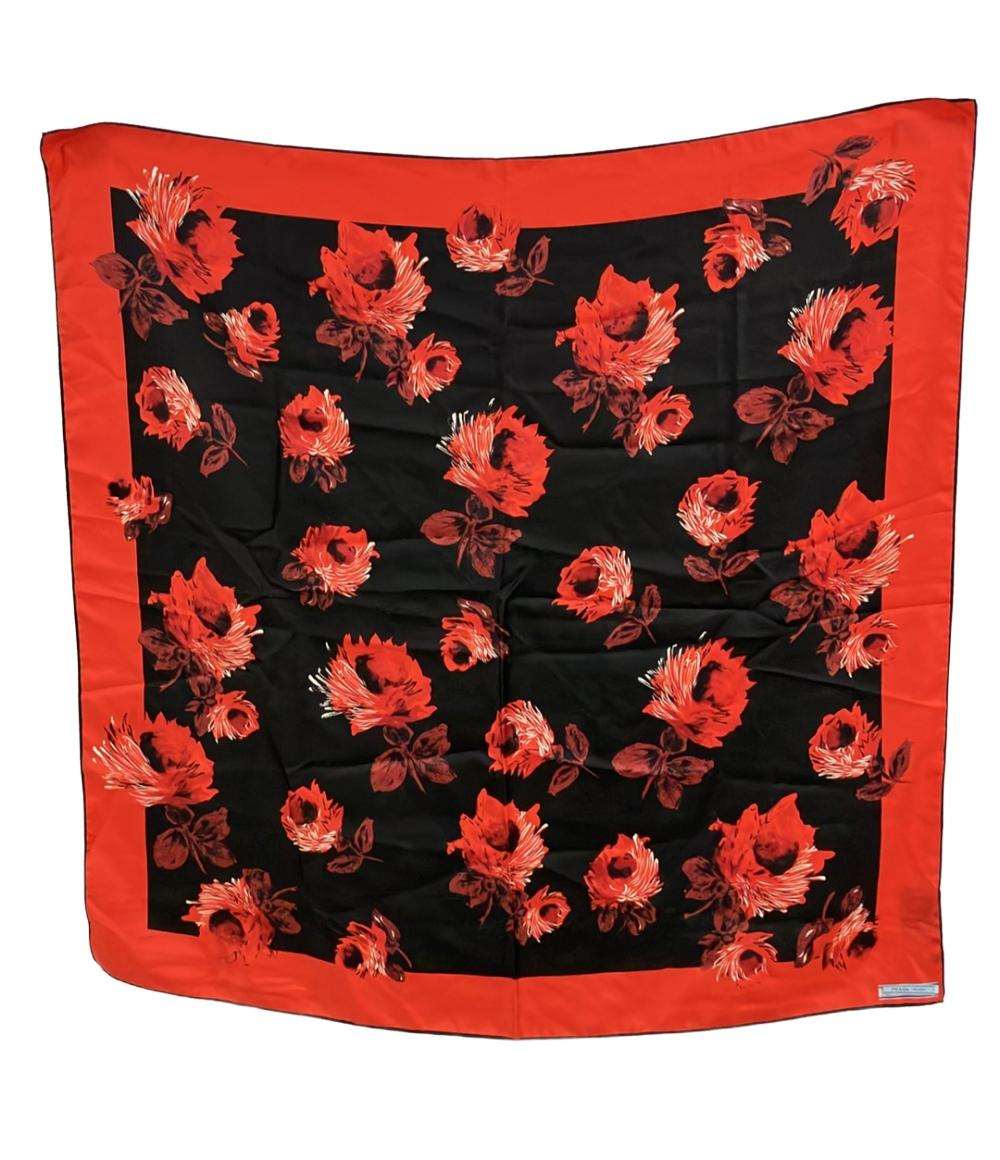 PRADA スカーフ シルク100% 花柄 1FF001 レディース プラダ