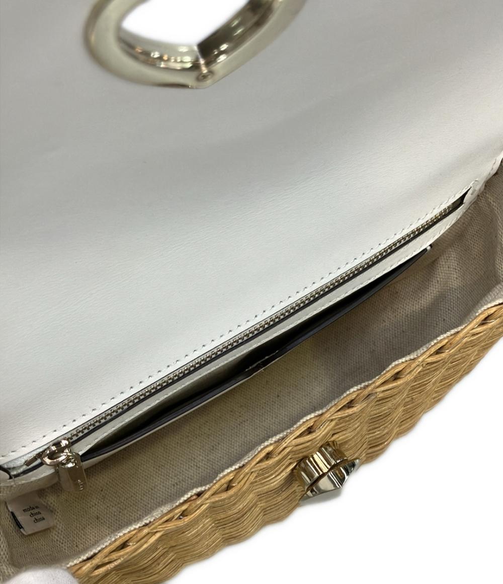 美品 Kate Spade ショルダーバッグ 斜め掛け カゴバッグWhite and Brown Nicola Twistlock レディース ケイトスペード