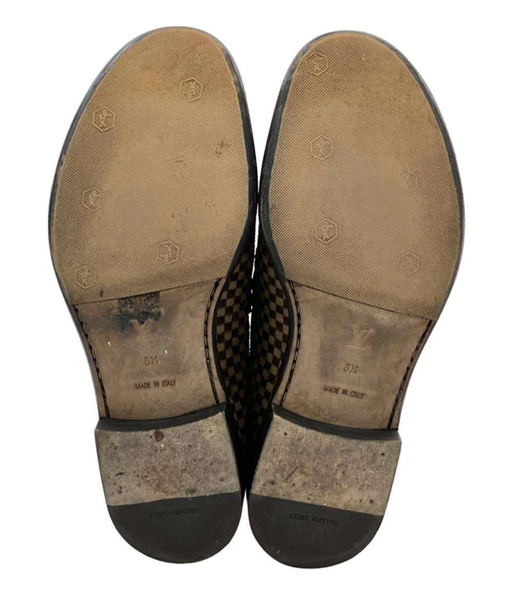 ルイ・ヴィトン ハラコ ローファー ダミエ柄 メンズ SIZE 6 1/2 (S) LOUIS VUITTON