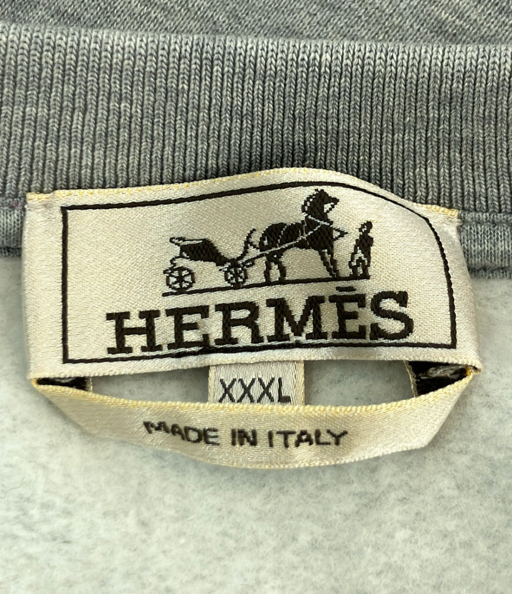 HERMES スウェット 裏起毛 レザーパッチ メンズ SIZE XXXL エルメス