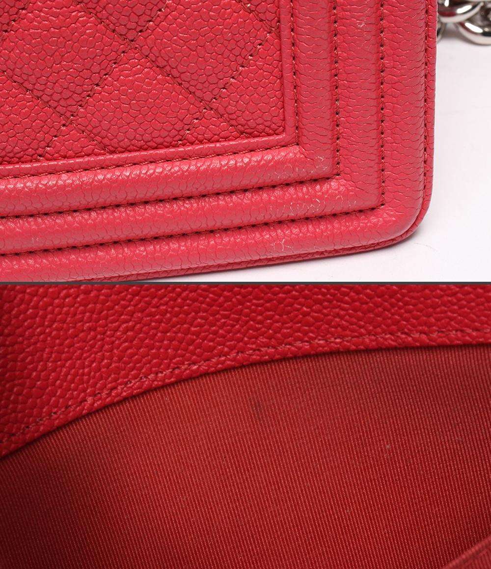 美品 CHANEL チェーンショルダーバッグ シルバー金具 キャビアスキン ボーイシャネル25 レディース シャネル