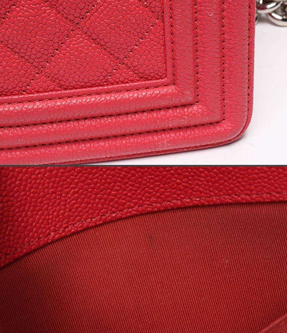 美品 CHANEL チェーンショルダーバッグ シルバー金具 キャビアスキン ボーイシャネル25 レディース シャネル