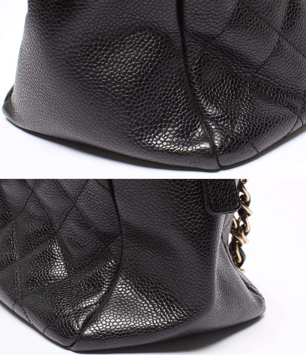CHANEL チェーントートバッグ 肩掛け ゴールド金具 キャビアスキン マトラッセ プチタイムレス A18004 レディース シャネル