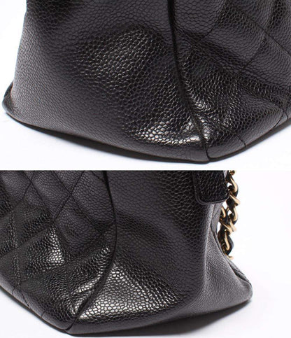 CHANEL チェーントートバッグ 肩掛け ゴールド金具 キャビアスキン マトラッセ プチタイムレス A18004 レディース シャネル
