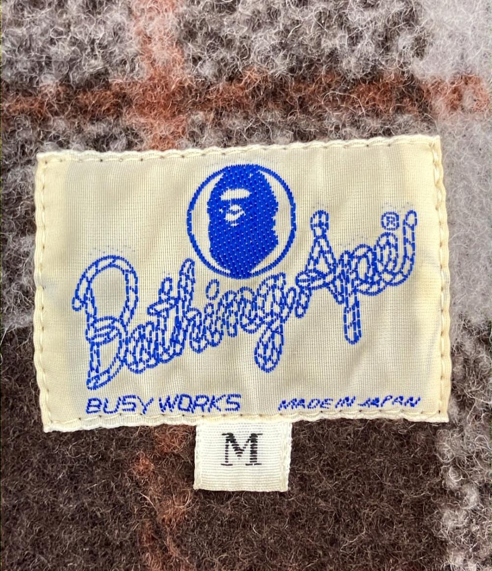 A BATHING APE チェック柄 ピーコート メンズ SIZE M アベイシングエイプ