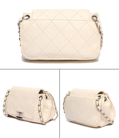 CHANEL チェーンショルダーバッグ 肩掛け シルバー金具 2.55 ワイルドステッチ ダブルチェーン シングルフラップ ワイルドステッチ レディース