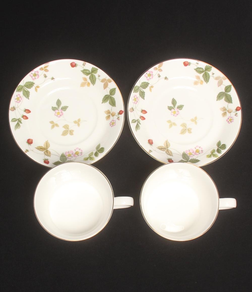 美品 ウェッジウッド カップ＆ソーサー 2客セット ペア デルフィ ワイルドストロベリー WEDGWOOD