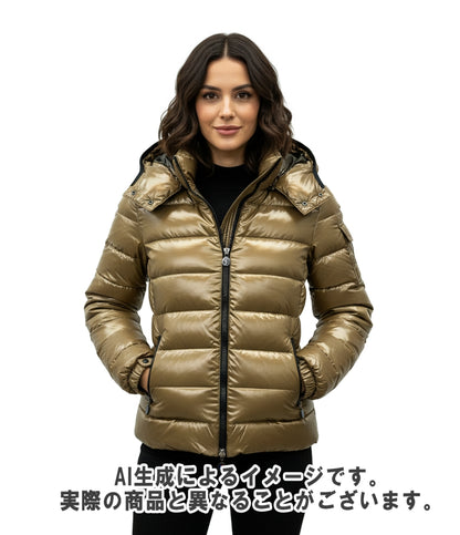 MONCLER ダウンジャケット BADY アニメタグ ワッペン 光沢 フード取り外し可 ショート ダブルジップ 116347 レディース SIZE 1 (M) モンクレール