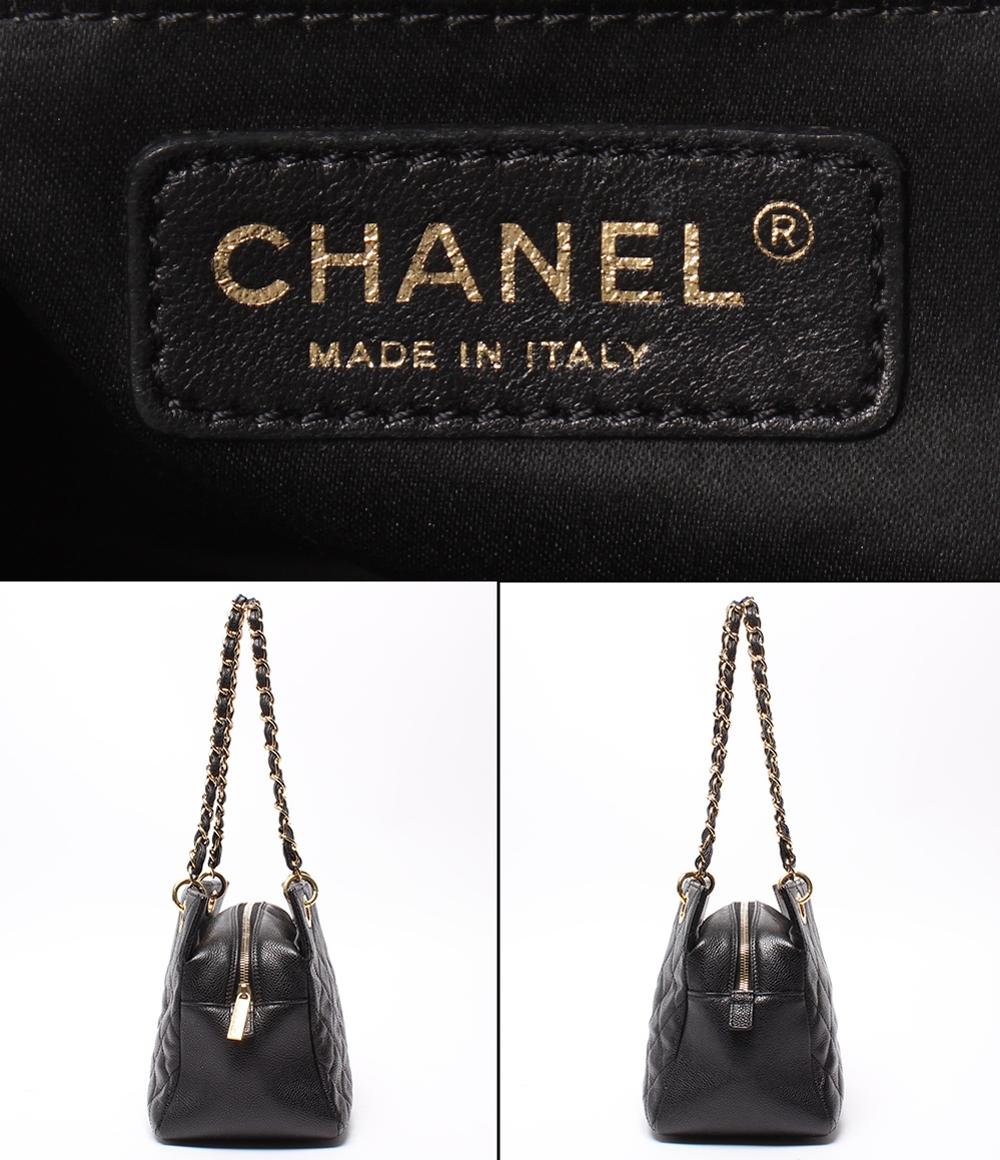 CHANEL チェーンショルダーバッグ 肩掛け ゴールド金具 マトラッセ キャビアスキン プチタイムレス PTT A18004 レディース シャネル